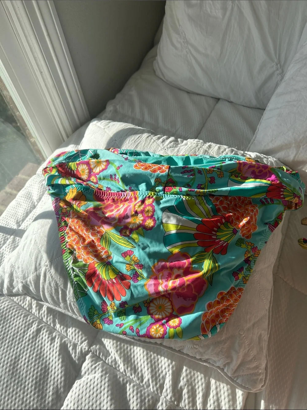 Trina Turk Turquoise Floral Halter Tankini Top with Orange and Pink Accents - Picture 8 of 8